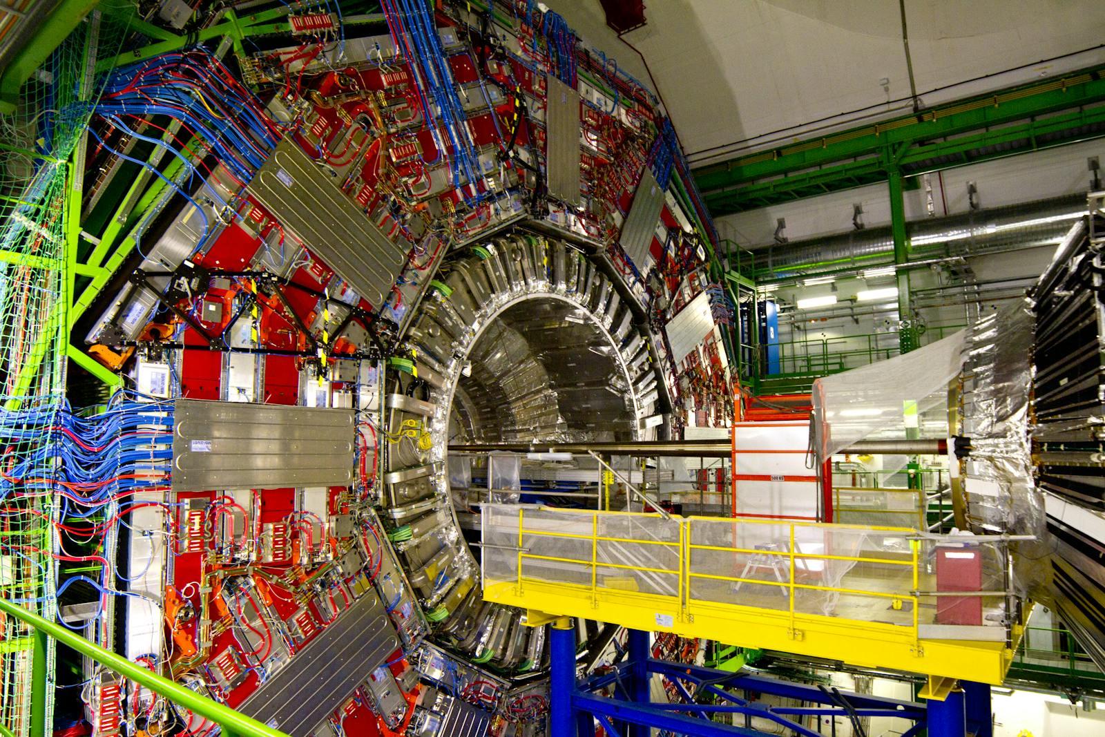 Interior of CERN's Large Hadron Collider tunnel near Geneva.