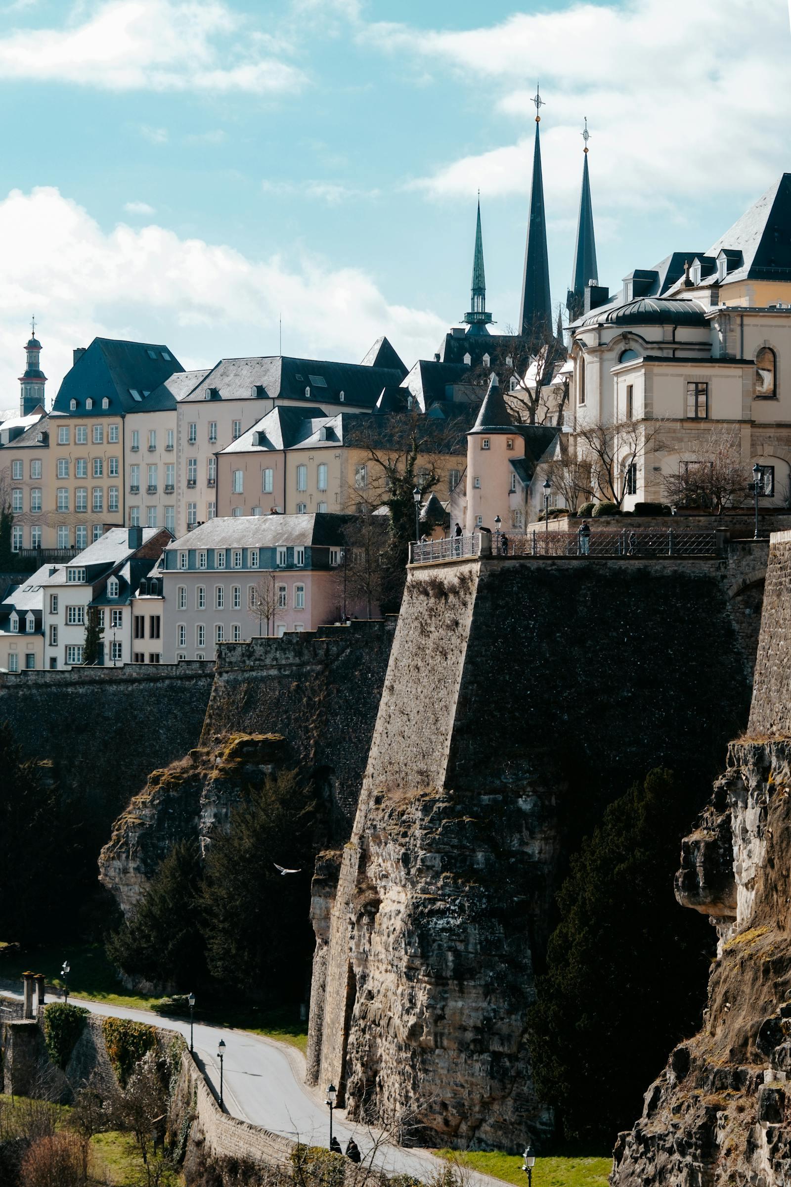 Luxembourg City's skyline above its historic fortifications.