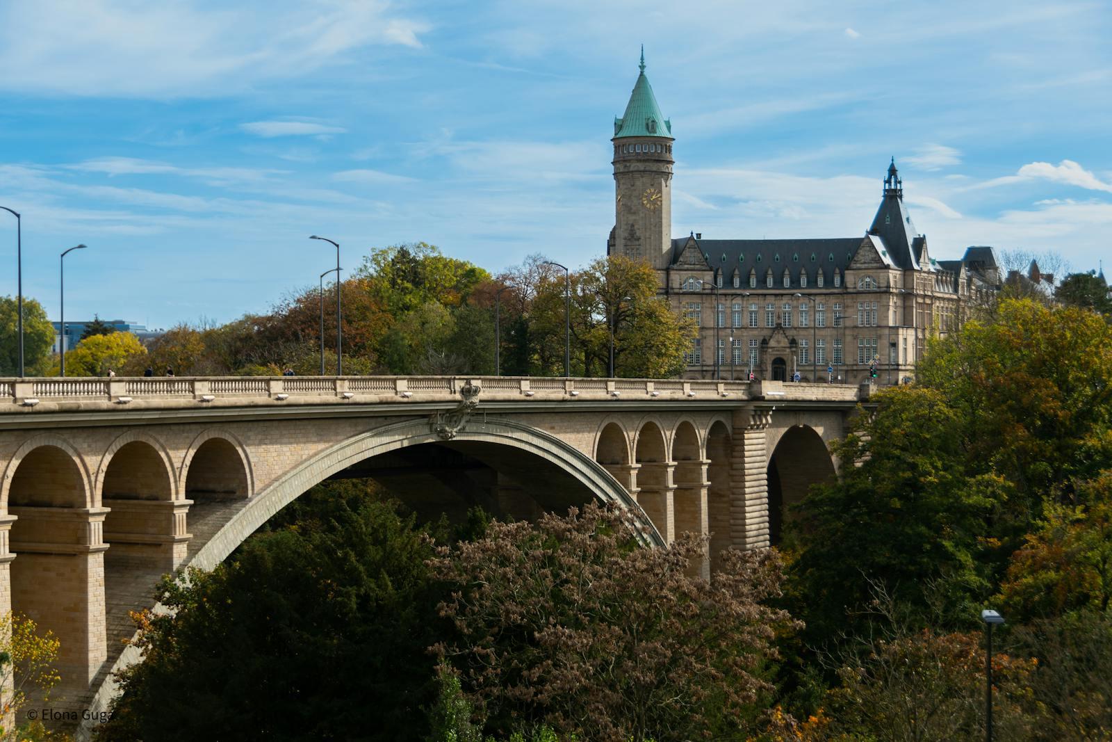 The Pont Adolphe and historic Luxembourg City.