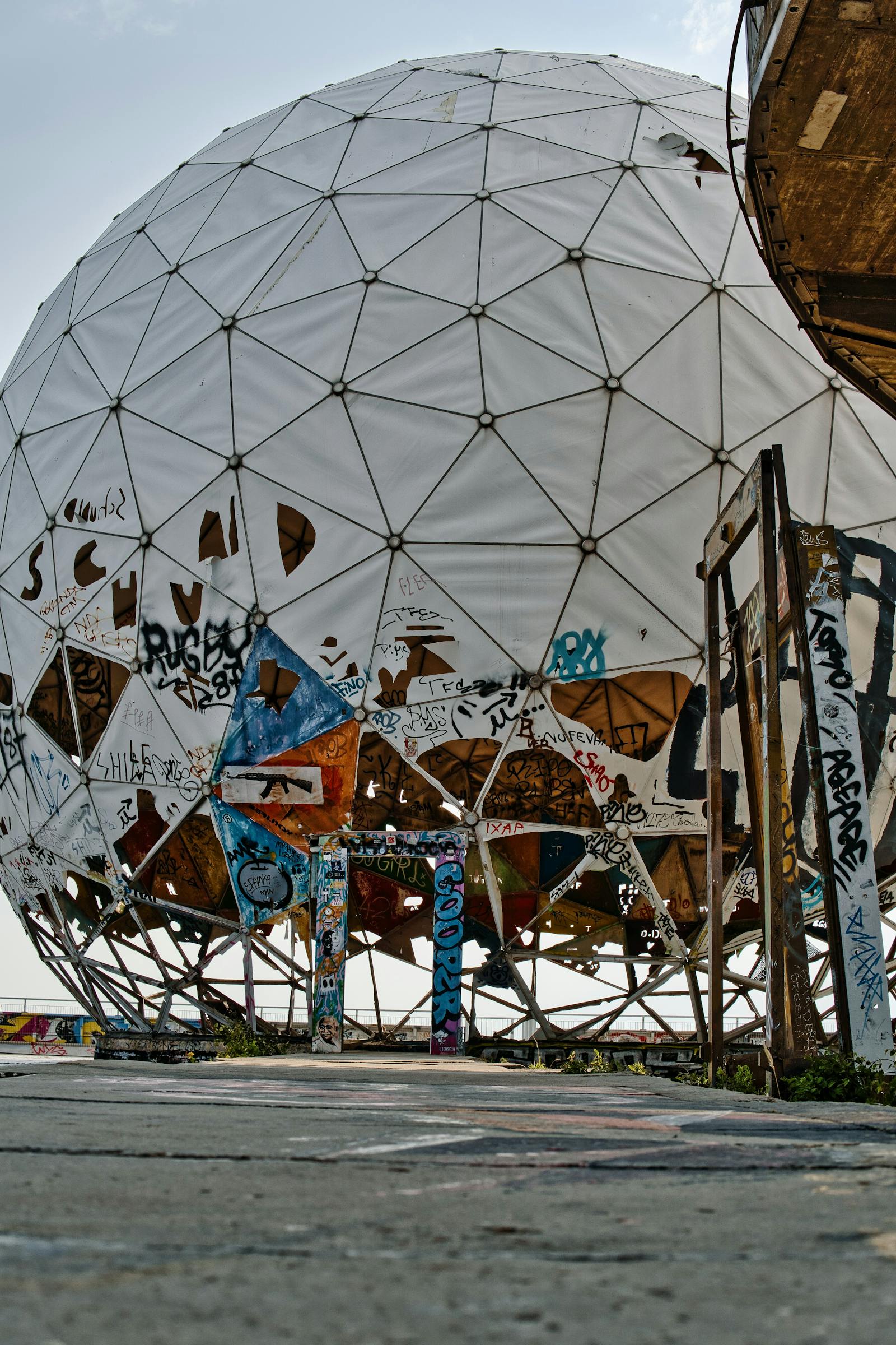 Teufelsberg Cold-War listening-station radome on a hilltop in Berlin.