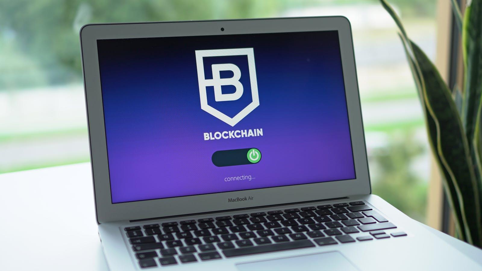 Laptop screen displaying a blockchain interface.